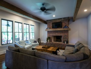 Corner couch and chimney