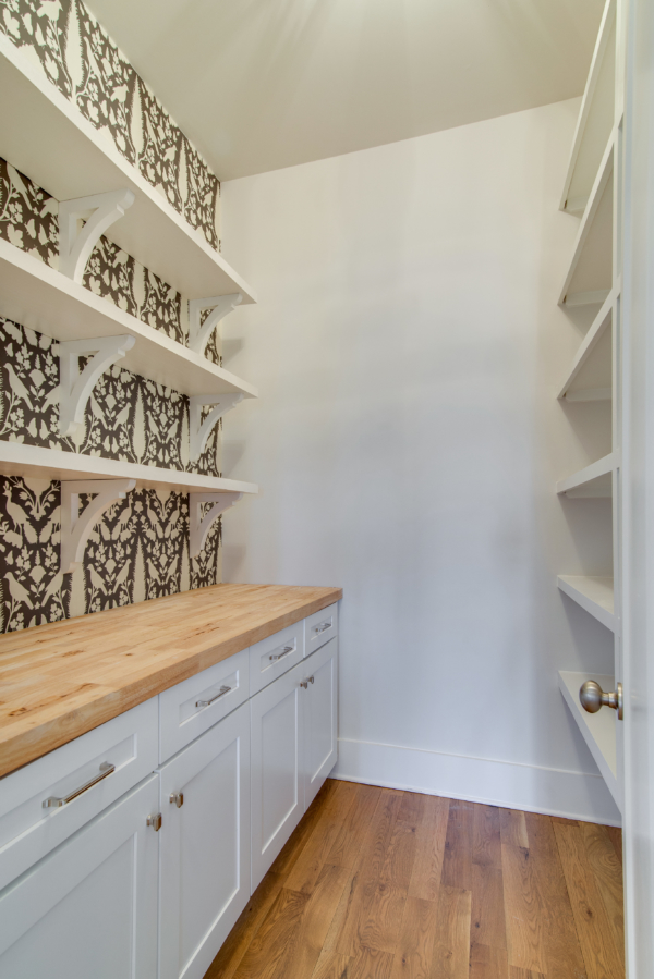 8 Inspiring Building Ideas, Organized Pantry With Floral Wallpaper, Carbine And Associates