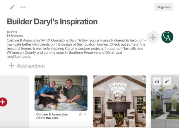 Pinterest Board, Builder Daryl Walny Inspiration Board, Carbine & Associates