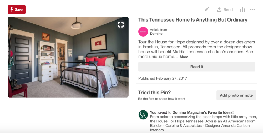 Carbine's Pinterest of the Year, Domino House for Hope Story, Carbine & Associates