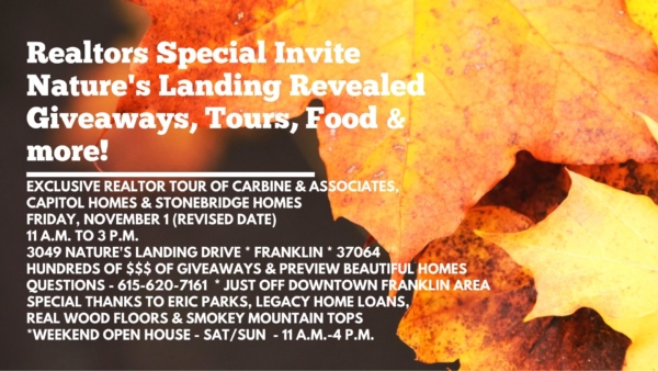 Nature's Landing Revealed, Carbine & Associates Realtors Special Invite (2)