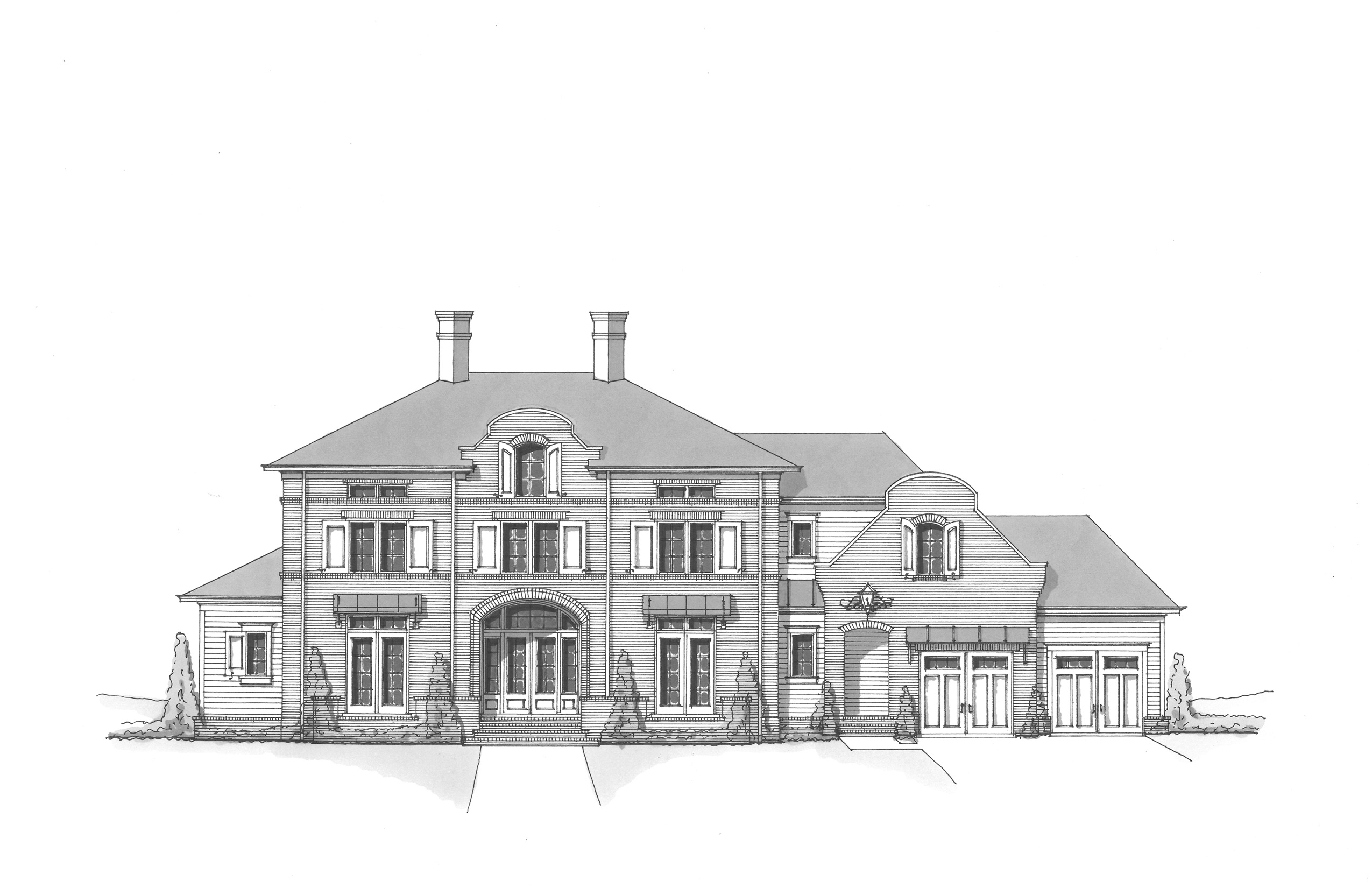 French Manor Home, Front Elevation, Carbine & Associates builder, Westhaven neighborhood, Franklin, TN